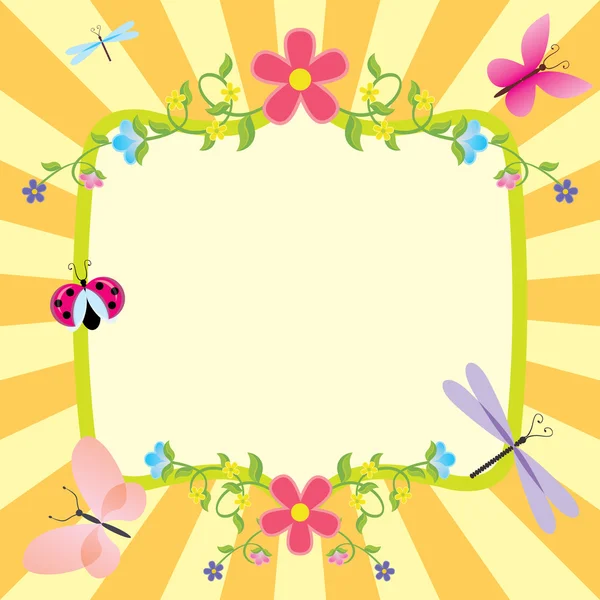 Cartoon frame zomer of spring Pasen — Stockvector