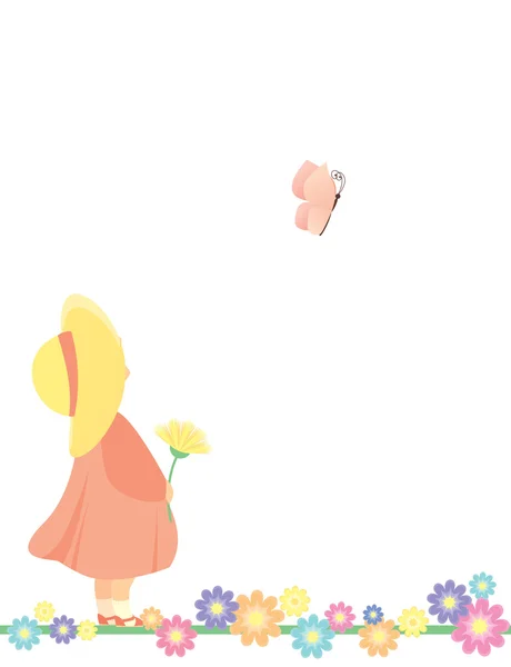 Маленька дівчинка і метелик — стоковий вектор