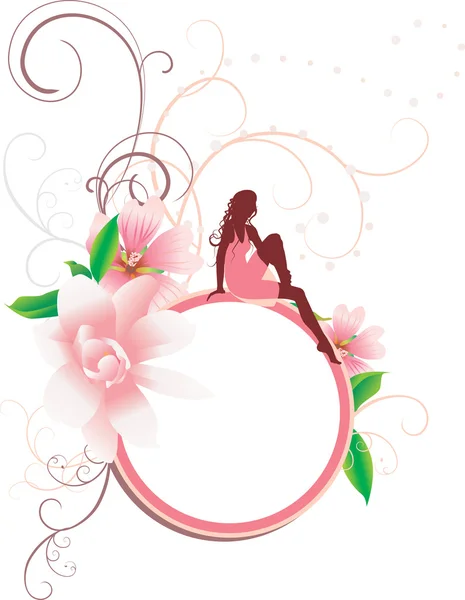 Pink flowers girl — Stock Vector