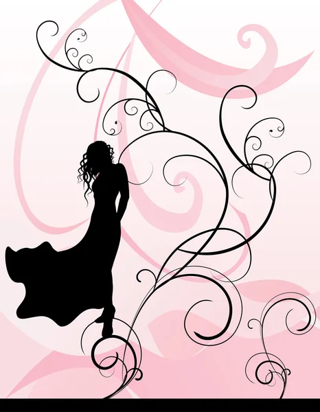 Fille en robe sur fond rose — Image vectorielle