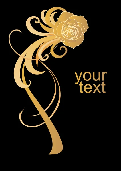 Gold rose with ornament vector picture — Stock Vector