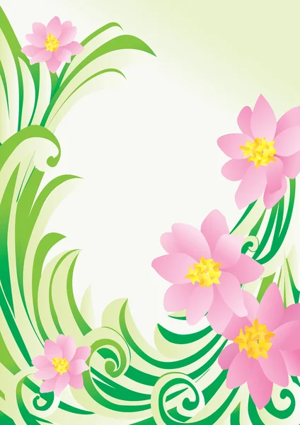 Beyaz zemin üzerinde vektör çiçek yeşil bayrak — Stok Vektör