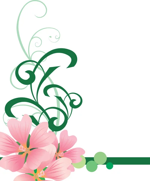 Fleur rose avec des fleurs vertes — Image vectorielle