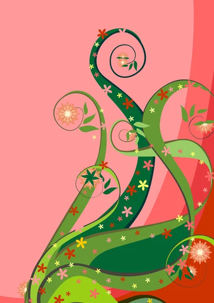 Abstracto floral verde rosa — Vector de stock