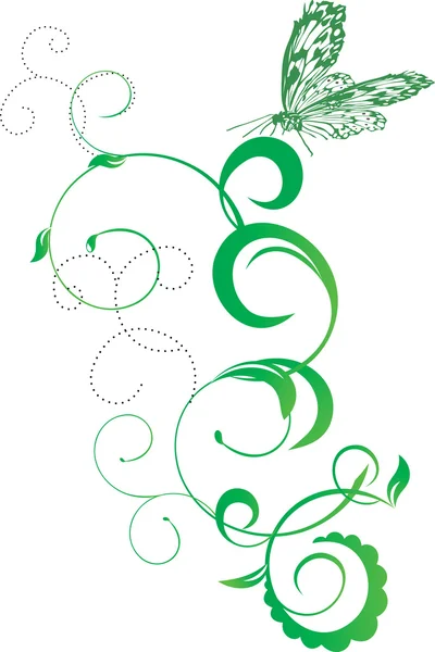 绿色的植物与蝴蝶 — 图库矢量图片