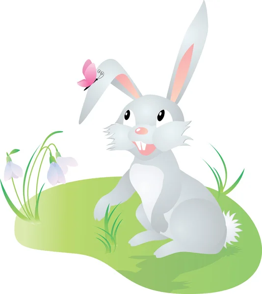 Spring hare with butterfly — Stock Vector