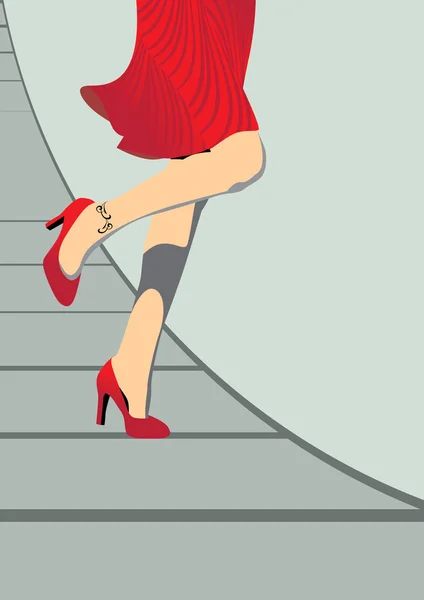Långa ben i röda skor — Stock vektor