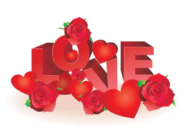 Red hearts and roses love letters vector — Stock Vector