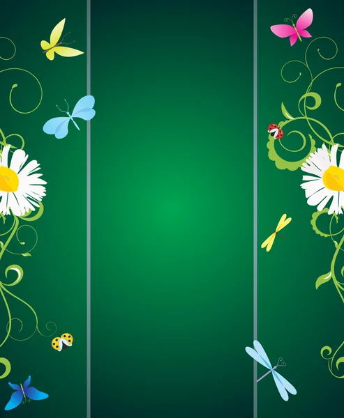 Зеленая рамка с бабочками — стоковый вектор