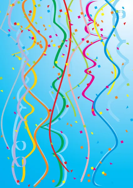 Confettis colorés tombant dans le ciel de fond — Image vectorielle