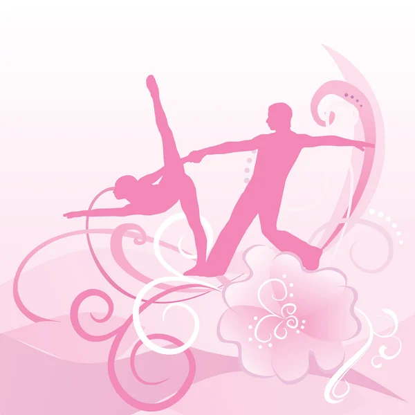 Pembe dans kız love valentines bahar siluet — Stok Vektör