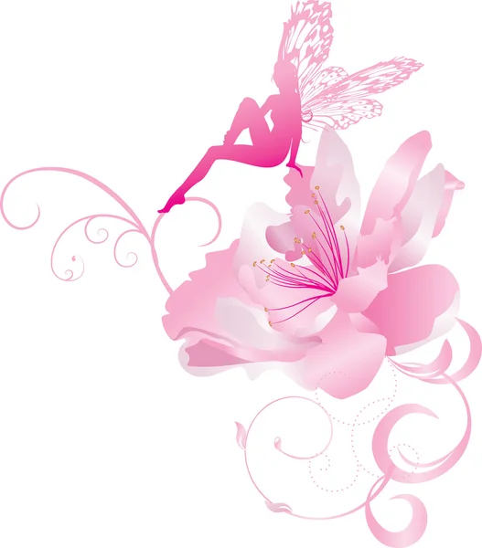 Bloem met fairy — Stockvector