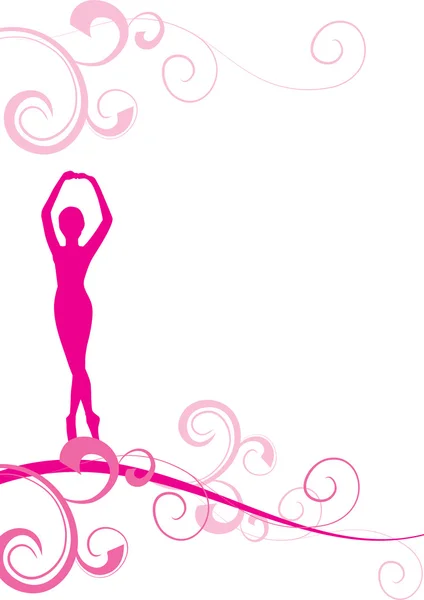 Pink dance girl love valentines spring silhouette — Stock Vector