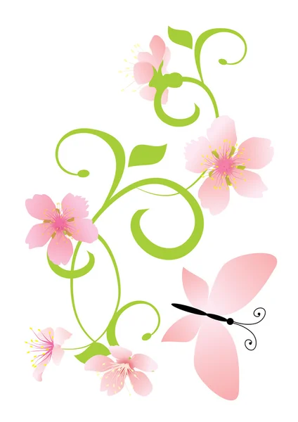 Curve di fiori rosa — Vettoriale Stock