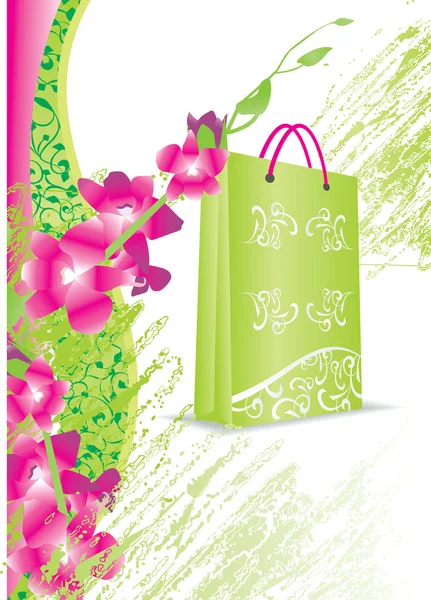 Flower shopping bag — Stock Vector