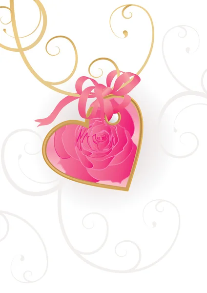 หัวใจกุหลาบสีชมพู — ภาพเวกเตอร์สต็อก