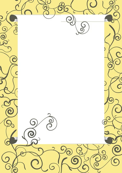 White scroll on yellow background — Stock Vector