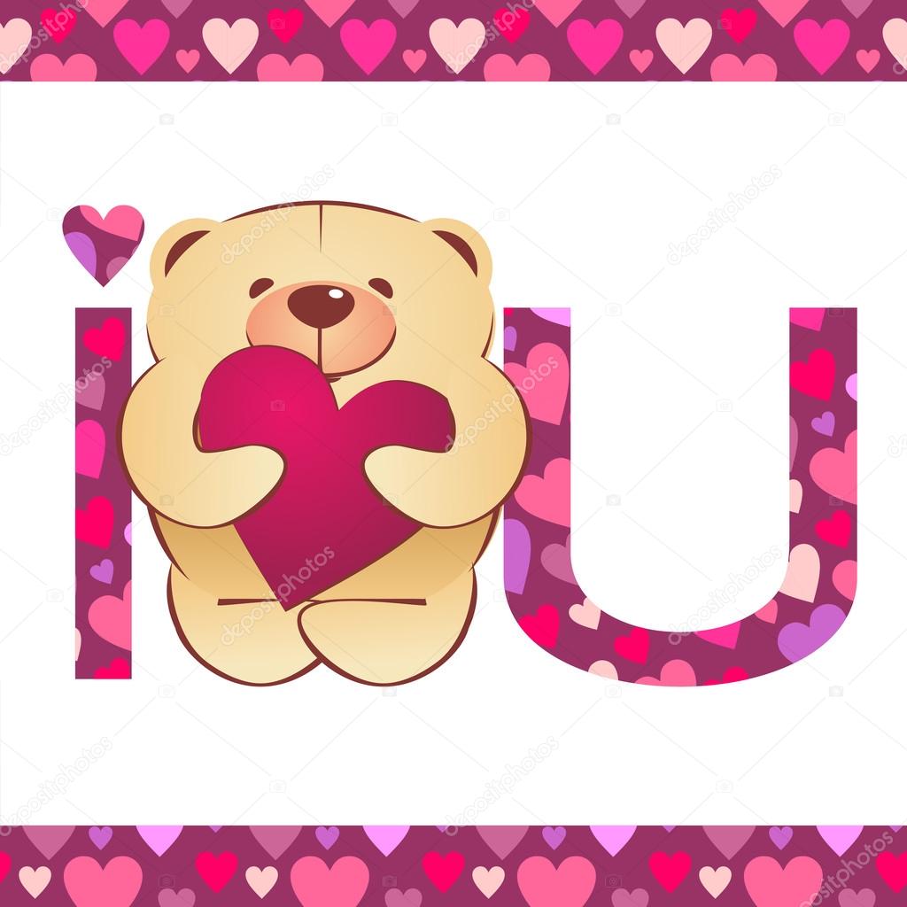 Teddy Bear With Heart And I Love You Text On White Basic Wi.