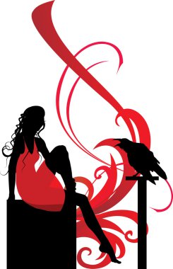 doku kız siluet oturma