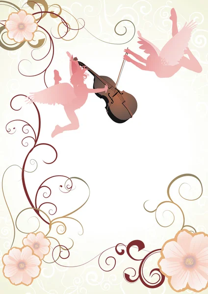 Векторна скрипка в весняному саду — стоковий вектор