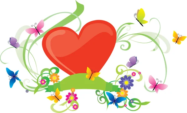 Εικονογράφηση ημέρα vintage stylevalentines κόκκινη καρδιά για αγάπη — Διανυσματικό Αρχείο