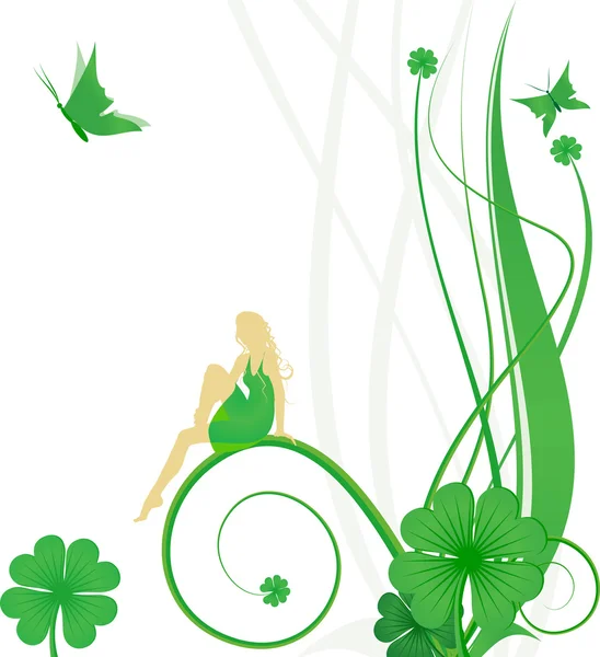 Vector green Patrick's day shamrock or clover — Stock Vector