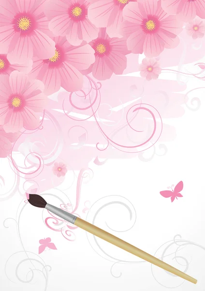 Поспішати розфарбувати рожеві квіти — стоковий вектор