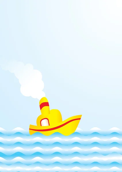 Jachta v modrém moři pod modrou oblohou — Stockový vektor