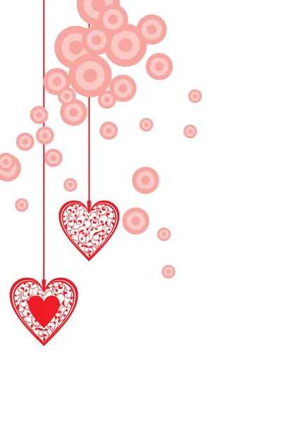 Rött hjärta hörnet vektor illustration — Stock vektor