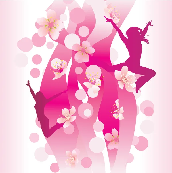 Color girl dancer cool flowers vector — Stock Vector