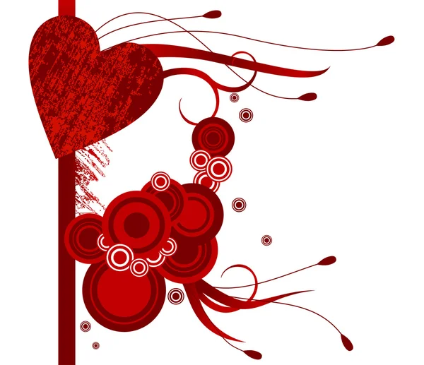 Red heart corner vector illustration — Stock Vector