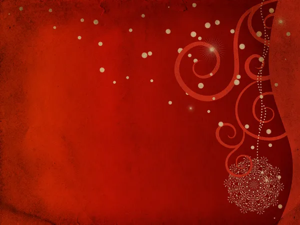 Grunge 红色冬季背景和雪花 — 图库照片
