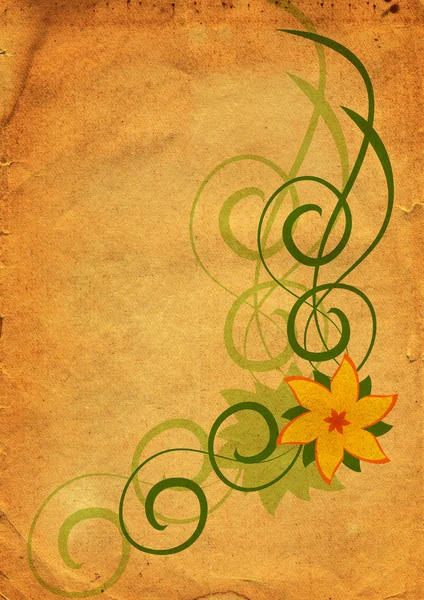 Abstract vintage flower on yellow background — Stock Photo, Image