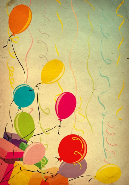 Kleurrijke ballonnen op oude papier achtergrond — Stockfoto