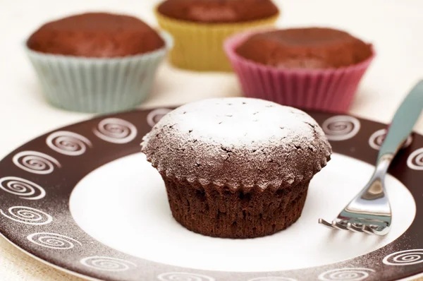 Close up of chocolate muffins — Stock Photo, Image