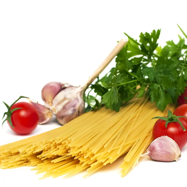 Spaghetti-Zubereitung, quadratisches Bild — Stockfoto