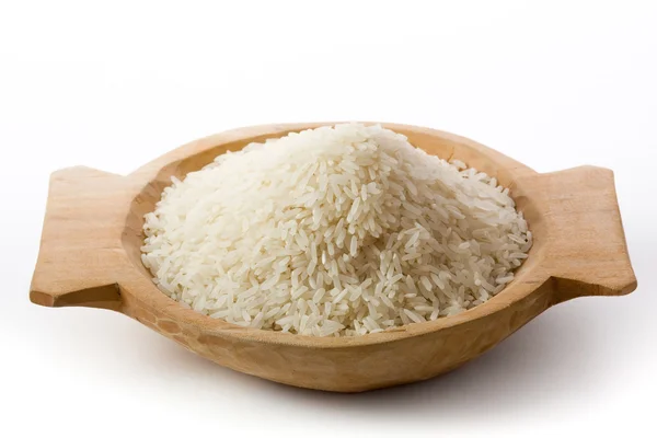 Ρύζι σε ξύλινο μπολ — Φωτογραφία Αρχείου