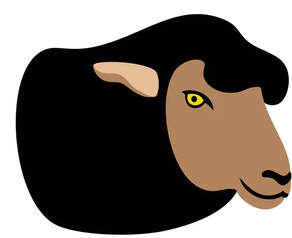 Cartoon Zwart Schaap Geïsoleerd Huisdier — Stockvector