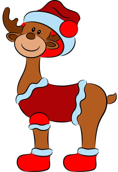 Illustration Christmas Deer Christmas Clothes Isolated — Stock vektor