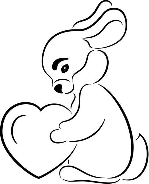 Conejo Con Corazón Aislado Lindo Animal — Archivo Imágenes Vectoriales
