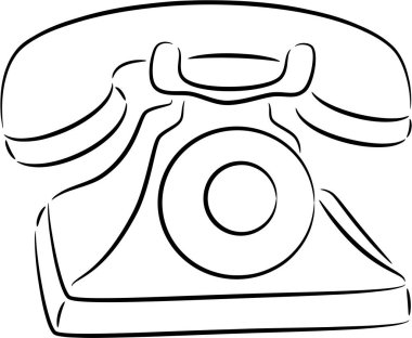 Retro telephone silhouette, isolated. 