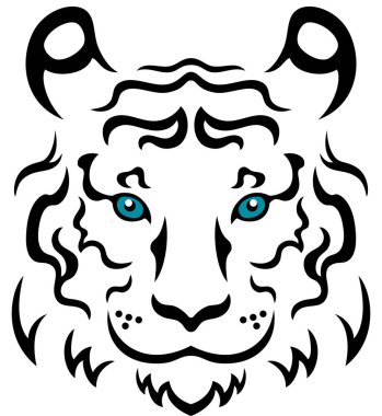 Bir kaplan dövmesinin soyut çizimi, izole edilmiş