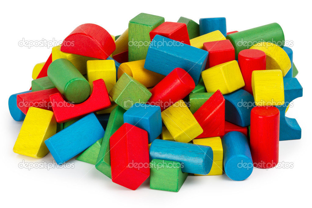 Toy blocks, multicolor wooden building bricks, heap of colorful game pieces