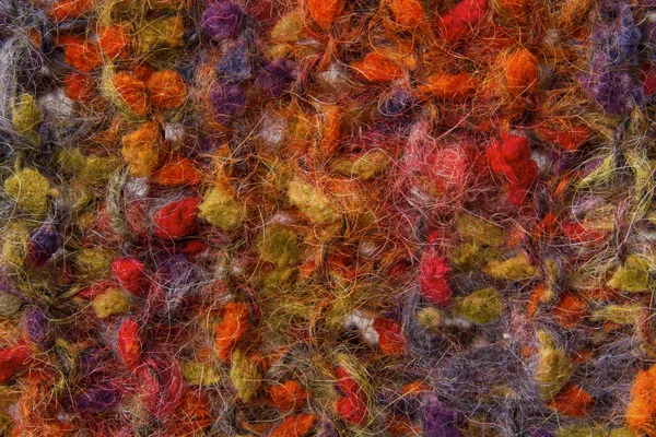 Woolen texture background, knitted color wool fabric, multicolor hairy fluffy textile — Stock Photo, Image