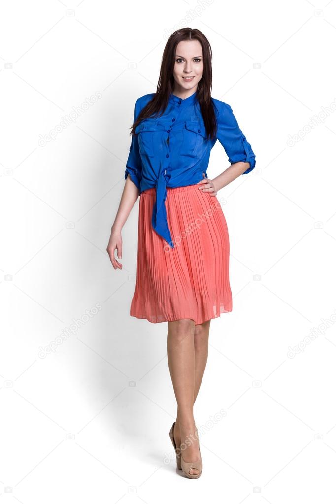 Beautifull woman in pink skirt