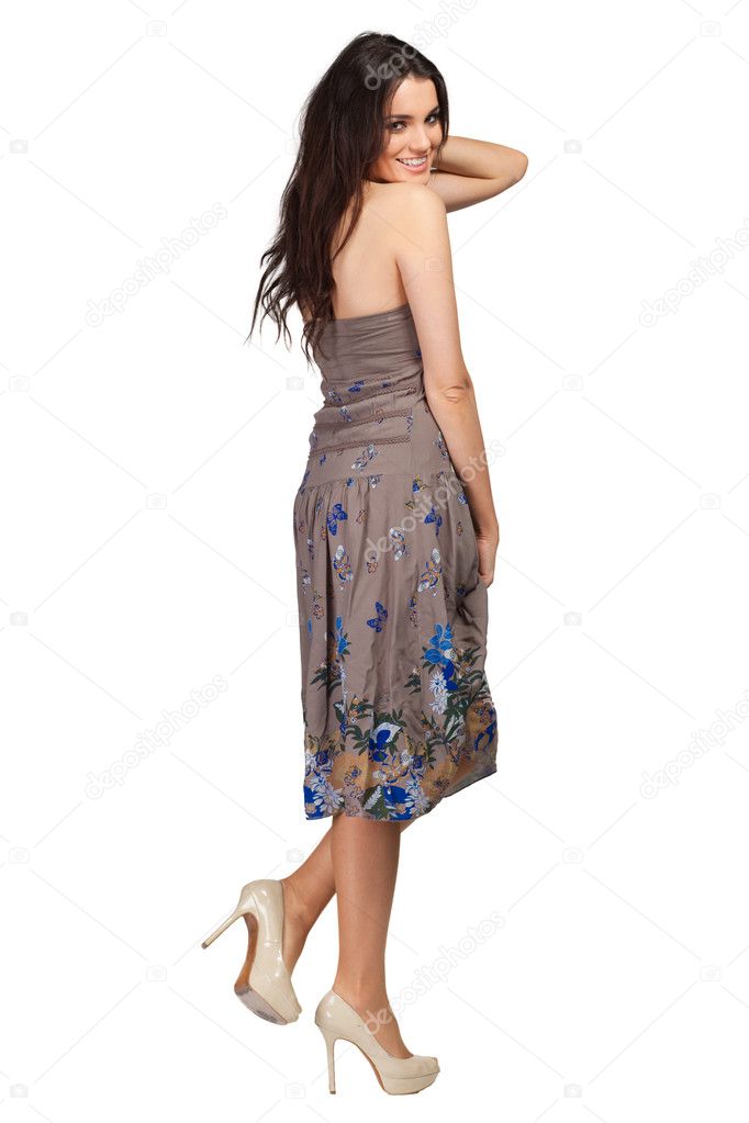 Beautifull woman in beige skirt