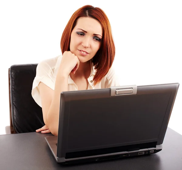 Donna stressata al computer — Foto Stock