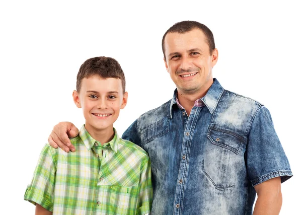 Vater und Sohn posieren gemeinsam im Studio — Stockfoto