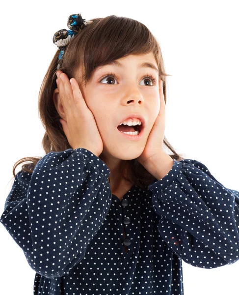 Cute little girl with surprised facial expression — Stock Photo, Image