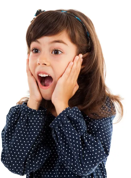 Aranyos kis lány meglepődött arc kifejezése — Stock Fotó